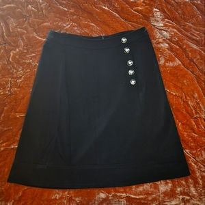 White House Black Market A Line Mini Silver side buttons size 8